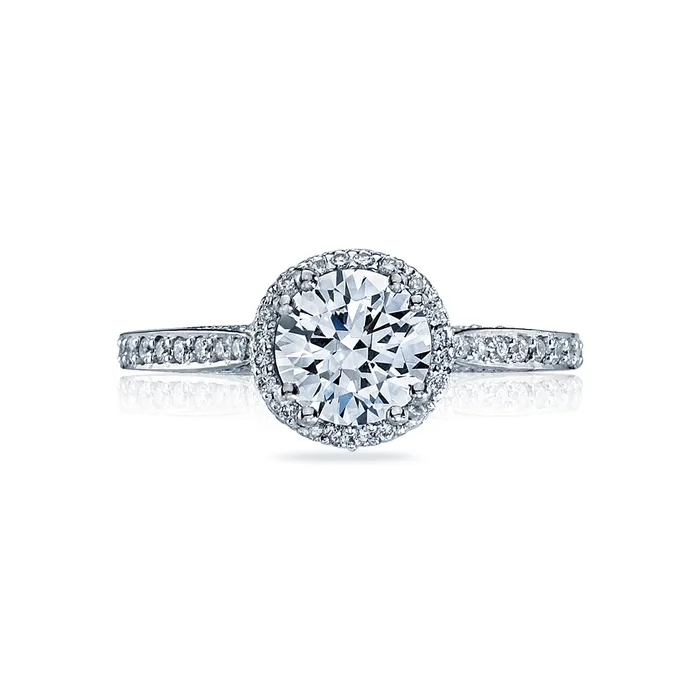 International Diamond Center Rings Tacori Platinum Dantela Round Diamond Engagement Ring Setting 013 CTW
