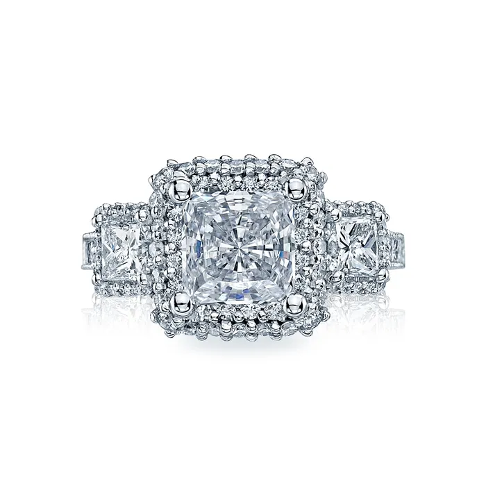 International Diamond Center Tacori 18k White Gold Blooming Beauties Princess Diamond Engagement Ring Setting 160 CTW Rings International Diamond Center Tacori 18k White Gold Blooming Beauties Princess Diamond Engagement Ring Setting 160 CTW Rings