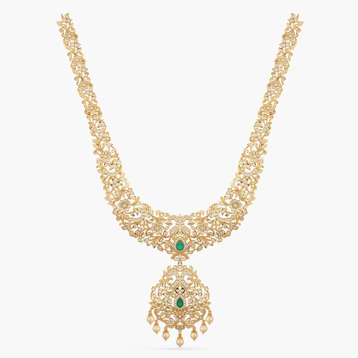 Ishita CZ Silver Long Necklace SILVER Necklaces