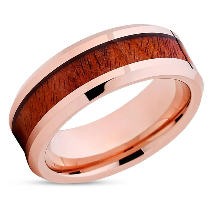 Koa Wood Wedding Ring Rose Gold Wedding Ring Tungsten Ring Wedding Band Clean Casting Jewelry Rings Koa Wood Wedding Ring Rose Gold Wedding Ring Tungsten Ring Wedding Band Clean Casting Jewelry Rings