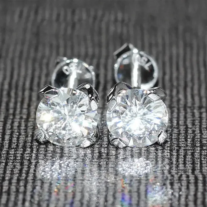 Luxus Moissanite Rings Jewelry Earrings 18k White Gold Jewelry Moissanite Stud Earrings 1ctw