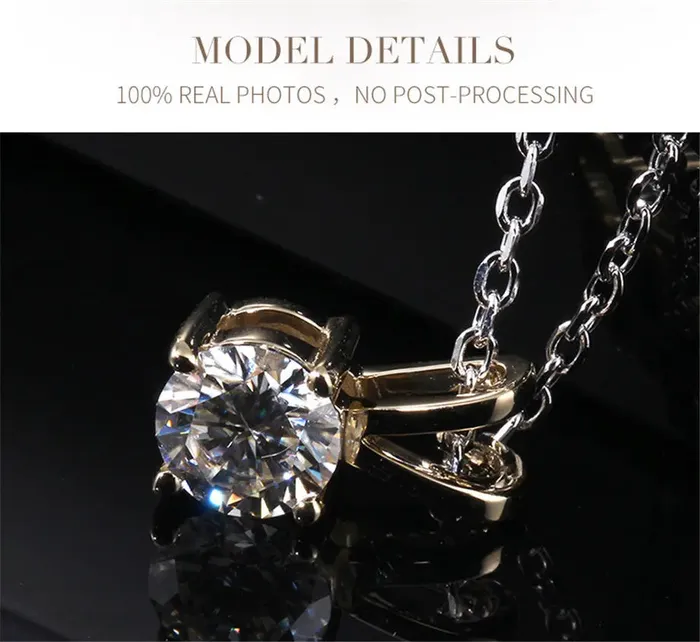 Luxus Moissanite Rings Jewelry Necklaces 10k Yellow Gold Moissanite Necklace Best Pendant 1ct