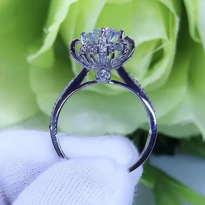 Luxus Moissanite Rings Jewelry Platinum Plated Silver Vintage Moissanite Ring 08ct or 1ct Rings