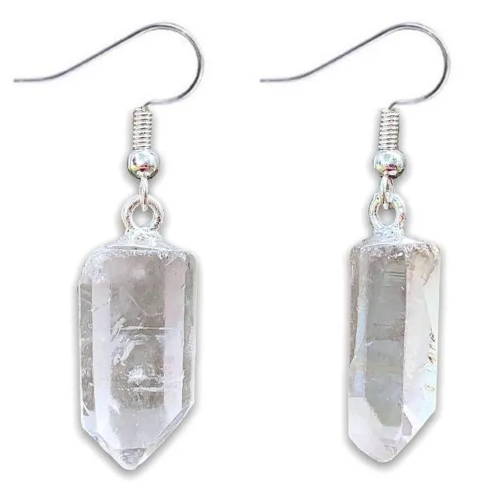 Magic Crystals Clear Quartz Crystal Silver Earrings Earrings