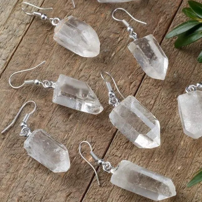 Magic Crystals Clear Quartz Crystal Silver Earrings Earrings