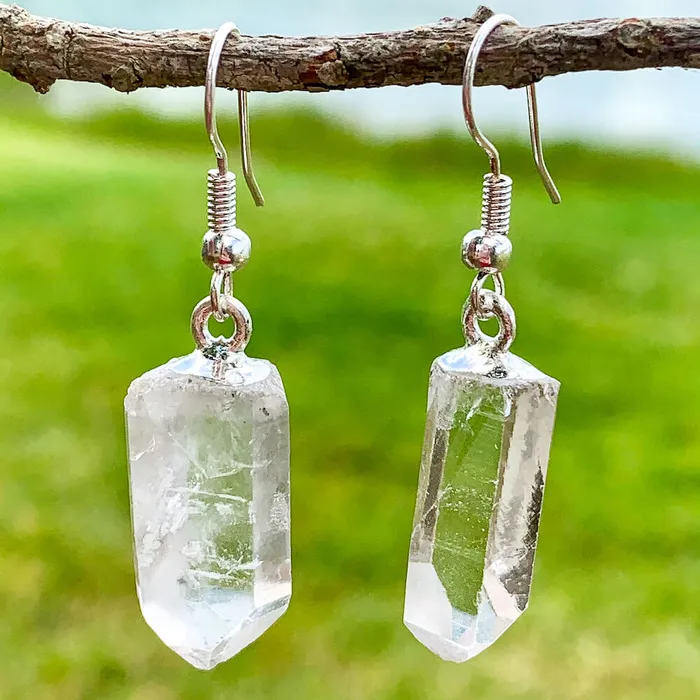 Magic Crystals Clear Quartz Crystal Silver Earrings Earrings