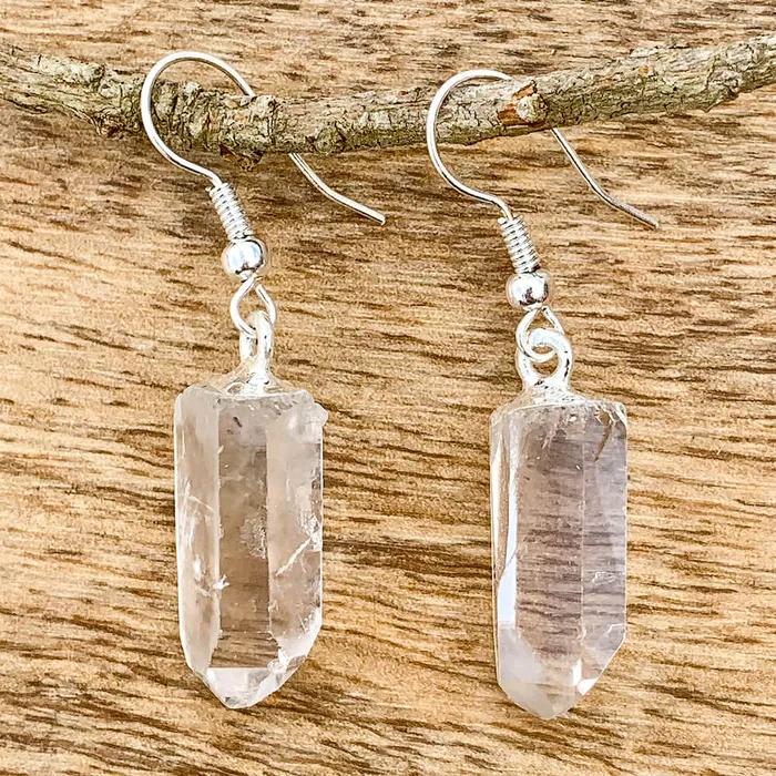 Magic Crystals Clear Quartz Crystal Silver Earrings Earrings