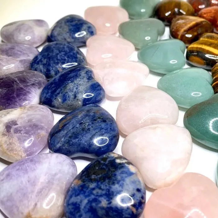 Magic Crystals Gemstone Puffy 30mm Heart Stone Necklaces