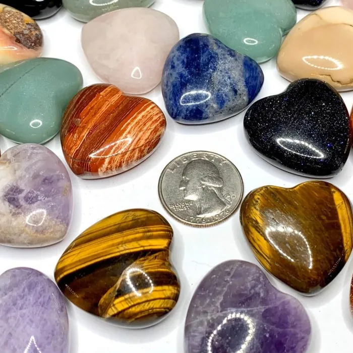 Magic Crystals Gemstone Puffy 30mm Heart Stone Necklaces