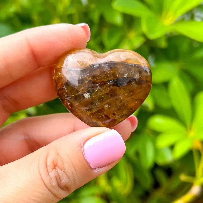 Magic Crystals Gemstone Puffy 30mm Heart Stone Necklaces