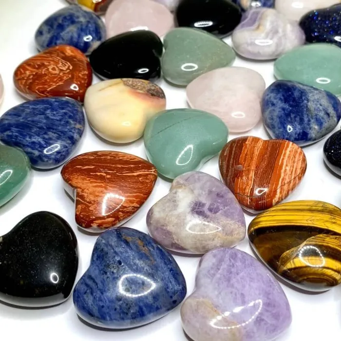 Magic Crystals Gemstone Puffy 30mm Heart Stone Necklaces