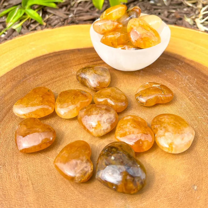 Magic Crystals Gemstone Puffy 30mm Heart Stone Necklaces
