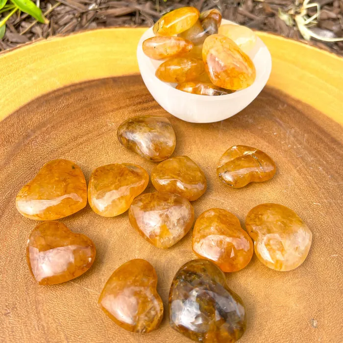 Magic Crystals Gemstone Puffy 30mm Heart Stone Necklaces