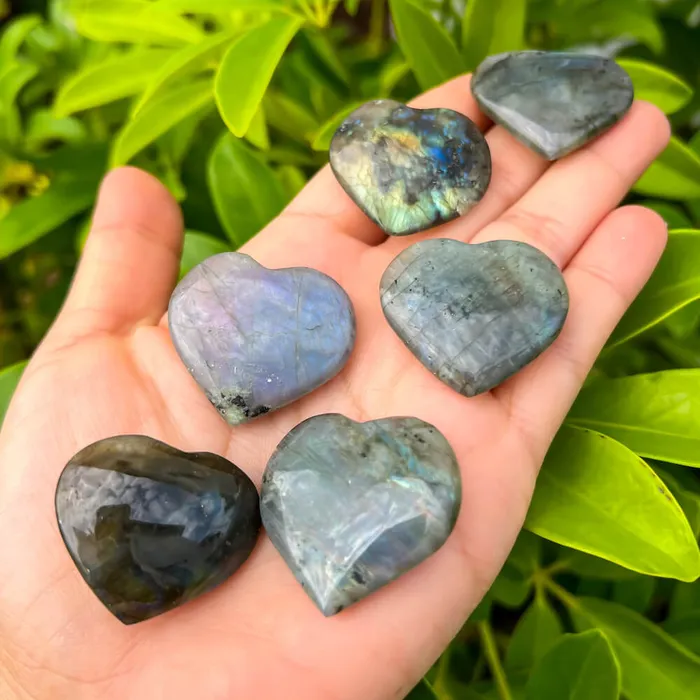 Magic Crystals Gemstone Puffy 30mm Heart Stone Necklaces