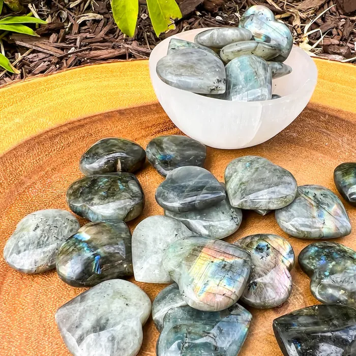 Magic Crystals Gemstone Puffy 30mm Heart Stone Necklaces