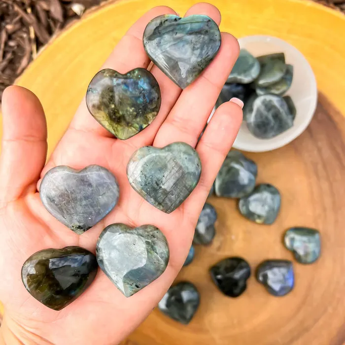Magic Crystals Gemstone Puffy 30mm Heart Stone Necklaces