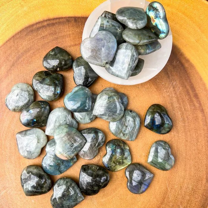 Magic Crystals Gemstone Puffy 30mm Heart Stone Necklaces