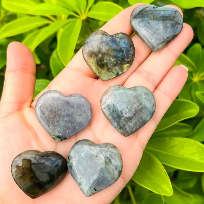 Magic Crystals Gemstone Puffy 30mm Heart Stone Necklaces