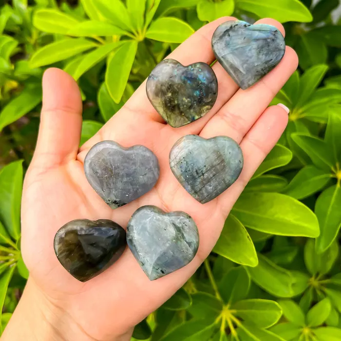 Magic Crystals Gemstone Puffy 30mm Heart Stone Necklaces