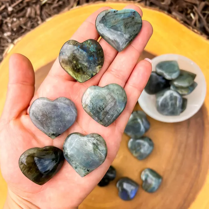 Magic Crystals Gemstone Puffy 30mm Heart Stone Necklaces