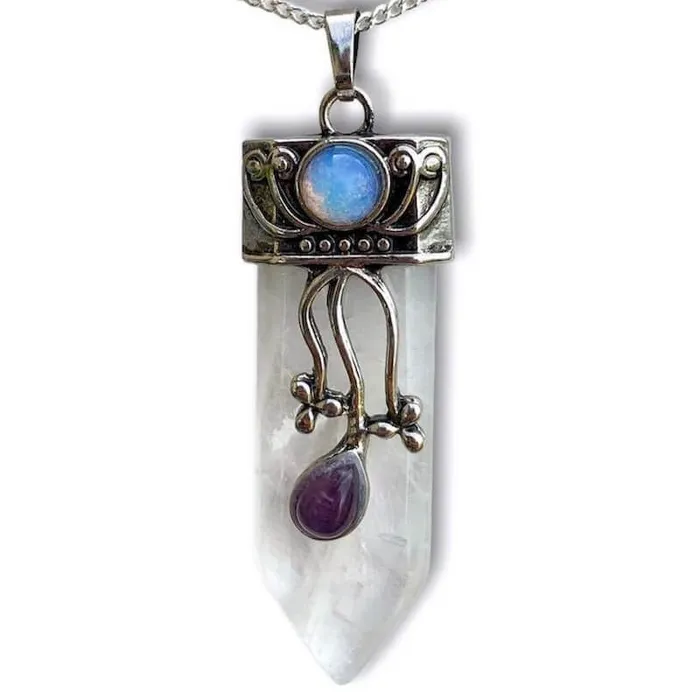 Magic Crystals Necklaces Flower Point Gemstone Pendant Necklace