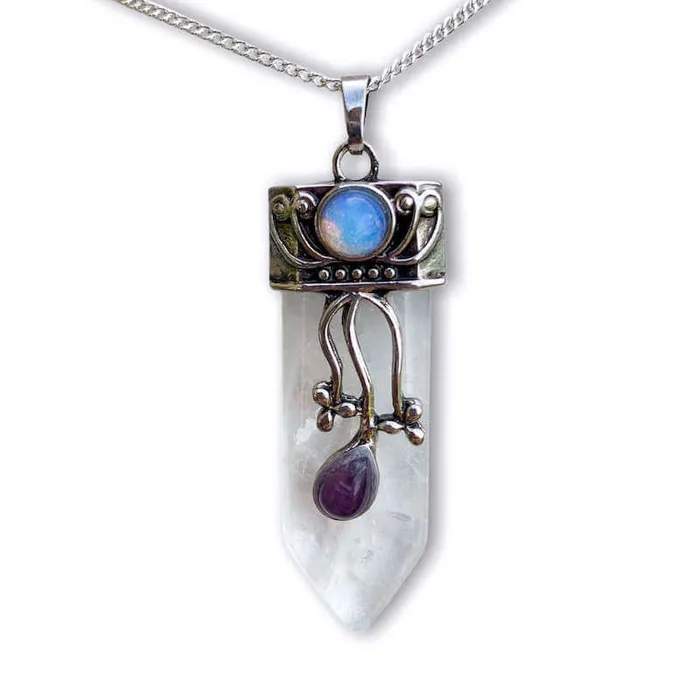 Magic Crystals Necklaces Flower Point Gemstone Pendant Necklace