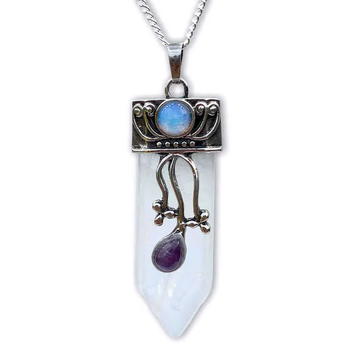 Magic Crystals Necklaces Flower Point Gemstone Pendant Necklace