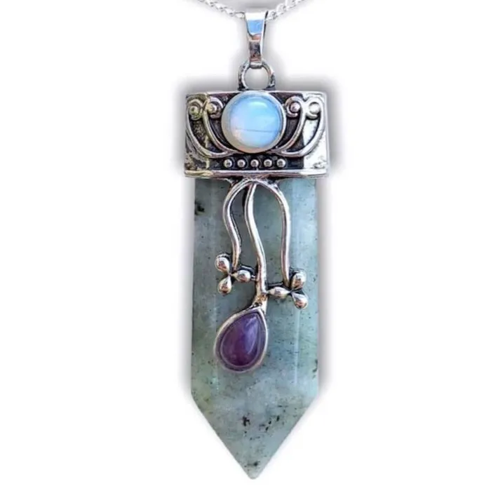 Magic Crystals Necklaces Flower Point Gemstone Pendant Necklace