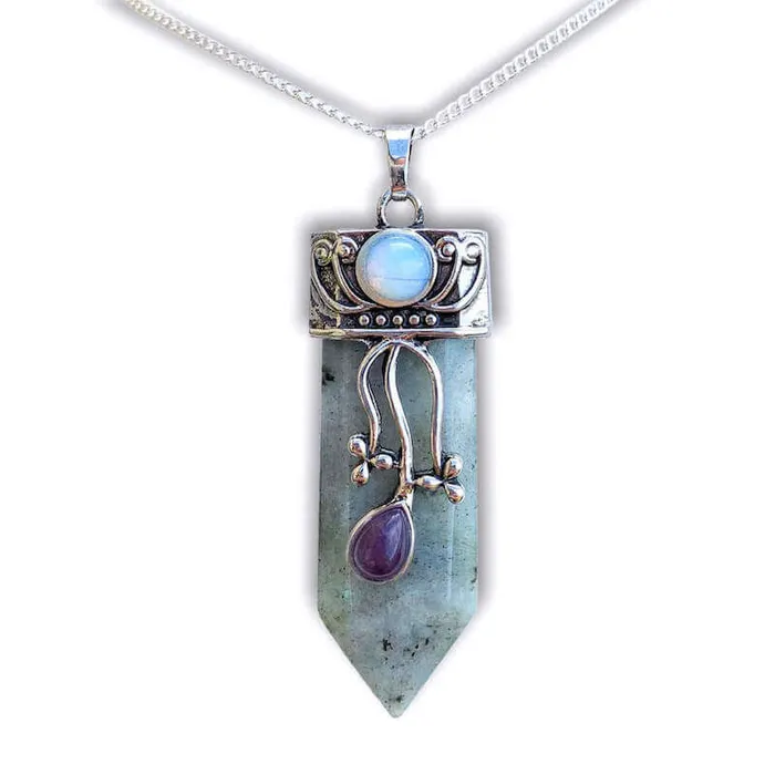 Magic Crystals Necklaces Flower Point Gemstone Pendant Necklace