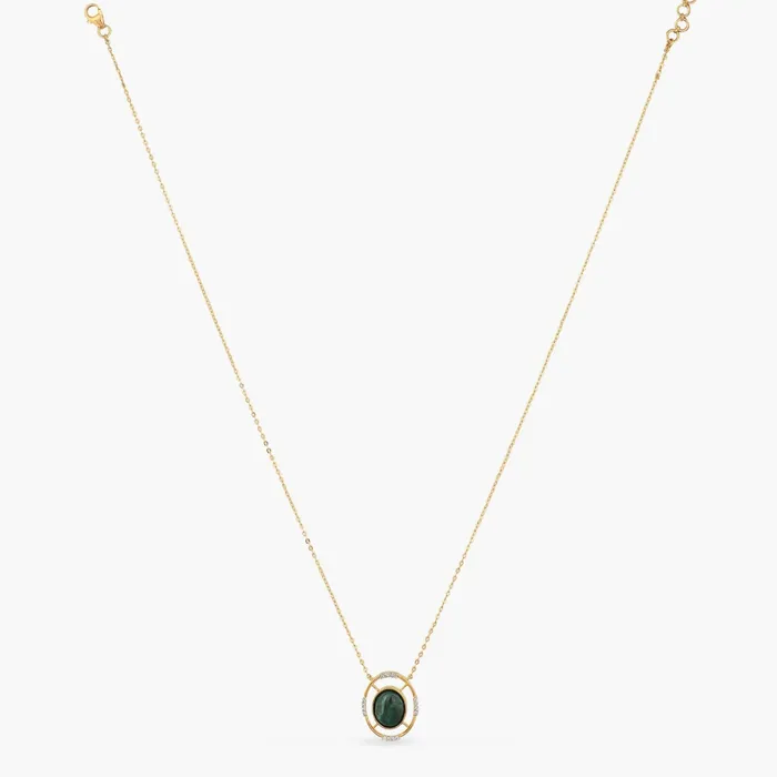 Malachite Statement Oval Charm Silver Necklace SILVER Necklaces
