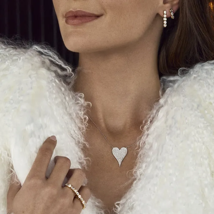 Medium Pave Heart Necklace SG Fine Necklaces