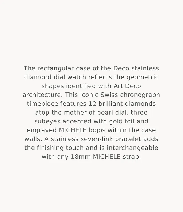 MICHELE Watches Watches MICHELE Watches Deco Stainless Diamond Watch 33mm