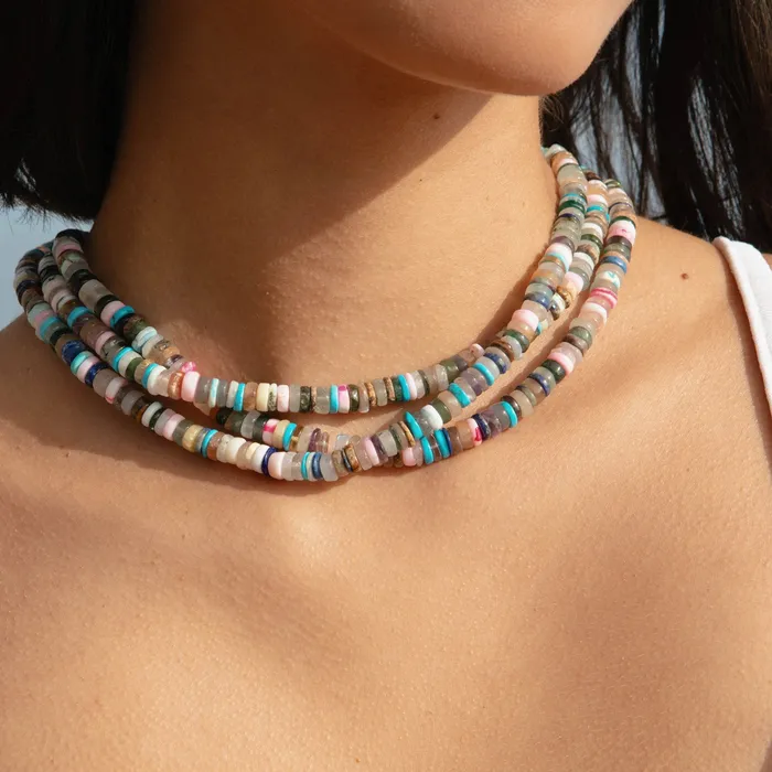 Mignonne Gavigan Necklaces SemiPrecious Heishi Beaded Necklace Multi