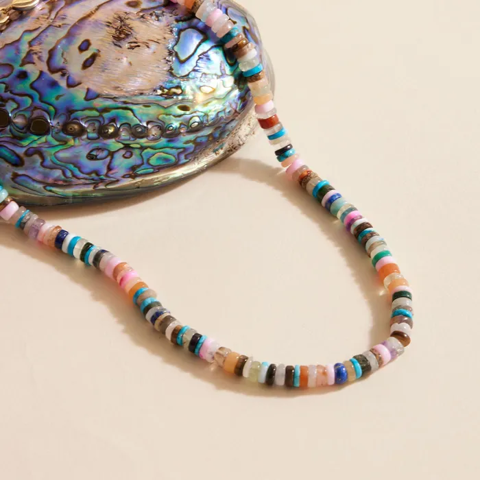 Mignonne Gavigan Necklaces SemiPrecious Heishi Beaded Necklace Multi Mignonne Gavigan Necklaces SemiPrecious Heishi Beaded Necklace Multi