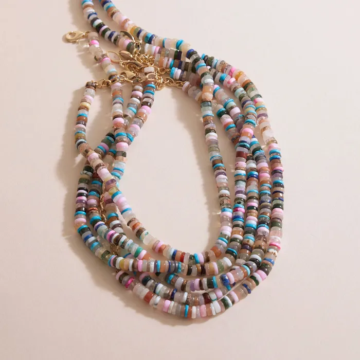 Mignonne Gavigan Necklaces SemiPrecious Heishi Beaded Necklace Multi Mignonne Gavigan Necklaces SemiPrecious Heishi Beaded Necklace Multi