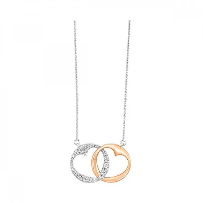 Necklaces Gems One Gold and Silver Interlocking Heart Pendant