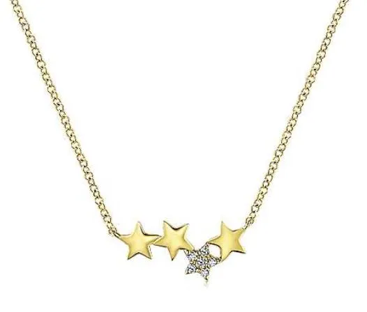 Necklaces International Diamond Center 14K Yellow Gold Four Star Diamond Bar Necklace Necklaces International Diamond Center 14K Yellow Gold Four Star Diamond Bar Necklace