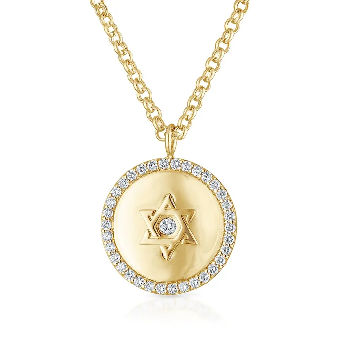 Necklaces Jewish Star with Pave Outline Necklace SG Fine