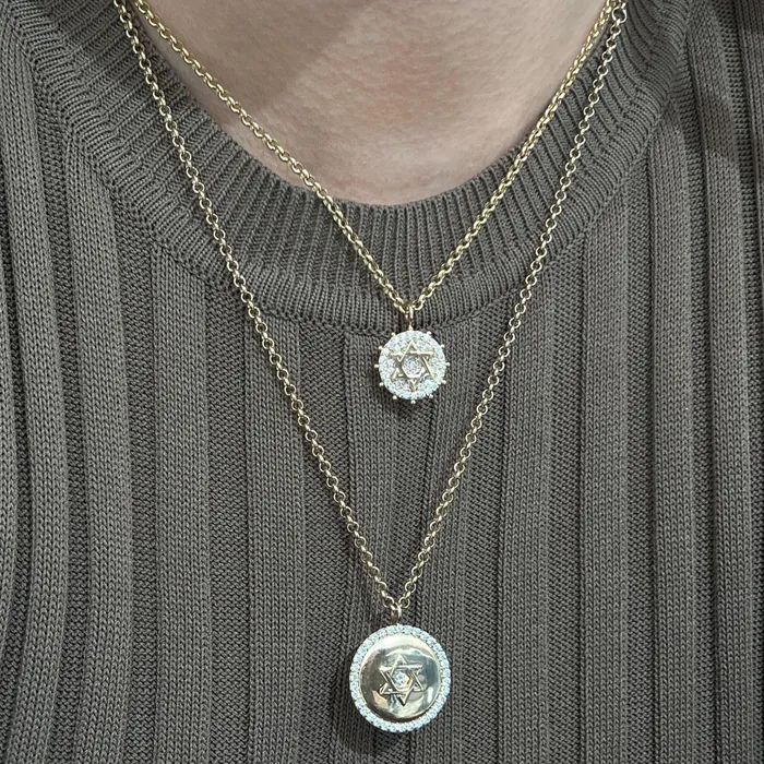 Necklaces Jewish Star with Pave Outline Necklace SG Fine