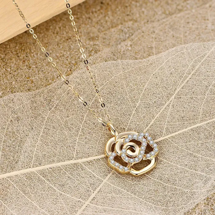 Necklaces Luxus Moissanite Silver Yellow or Rose Gold 10k 14k 18k Flower Moissanite Necklace 05 ctw Pretty Necklace for Girlfriend
