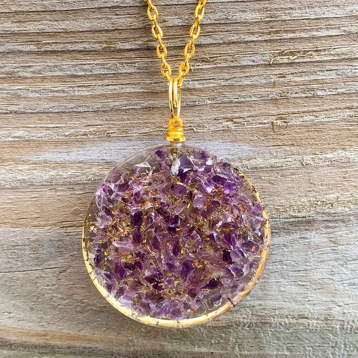 Necklaces Magic Crystals Amethyst Stone Orgone Flower Of Life Necklace