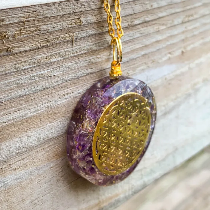 Necklaces Magic Crystals Amethyst Stone Orgone Flower Of Life Necklace