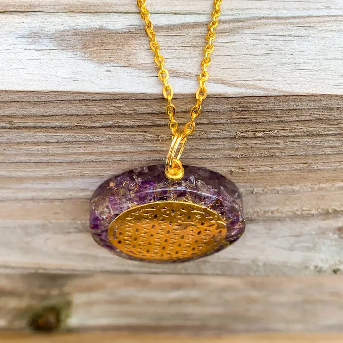 Necklaces Magic Crystals Amethyst Stone Orgone Flower Of Life Necklace