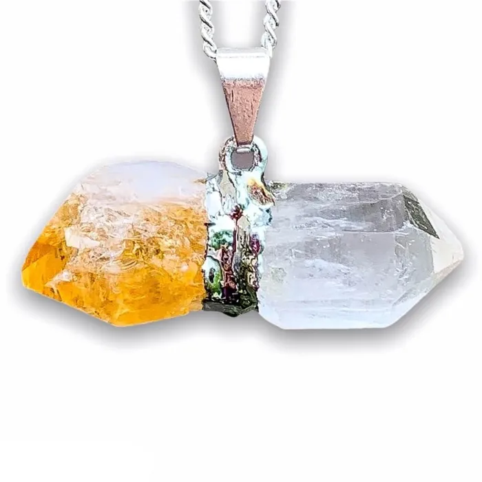Necklaces Magic Crystals Citrine and Clear Quartz Pendant Necklace