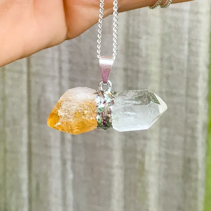 Necklaces Magic Crystals Citrine and Clear Quartz Pendant Necklace