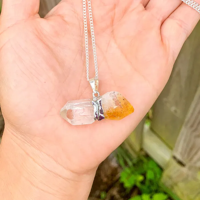 Necklaces Magic Crystals Citrine and Clear Quartz Pendant Necklace