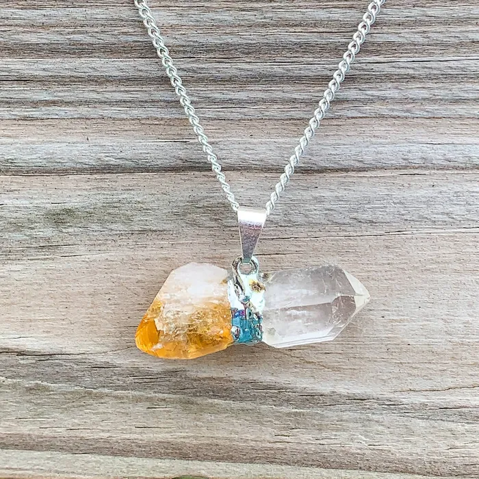 Necklaces Magic Crystals Citrine and Clear Quartz Pendant Necklace