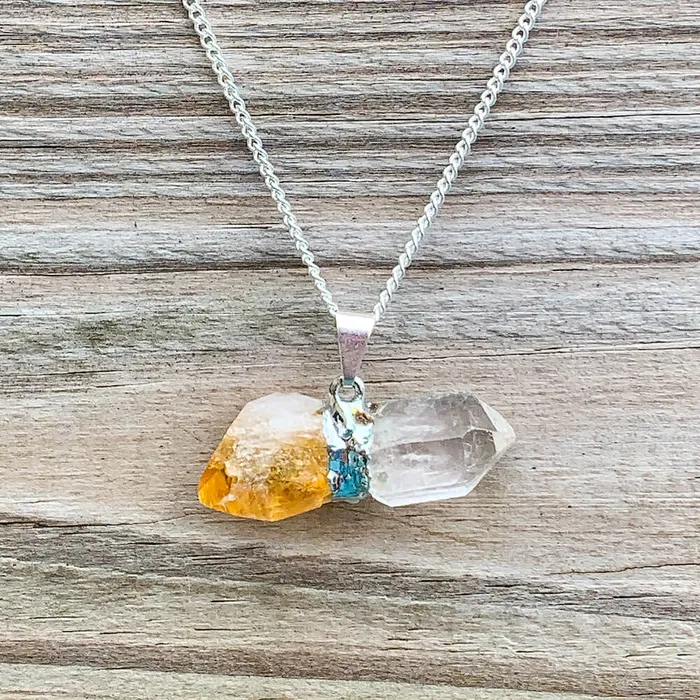 Necklaces Magic Crystals Citrine and Clear Quartz Pendant Necklace