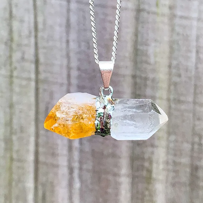 Necklaces Magic Crystals Citrine and Clear Quartz Pendant Necklace