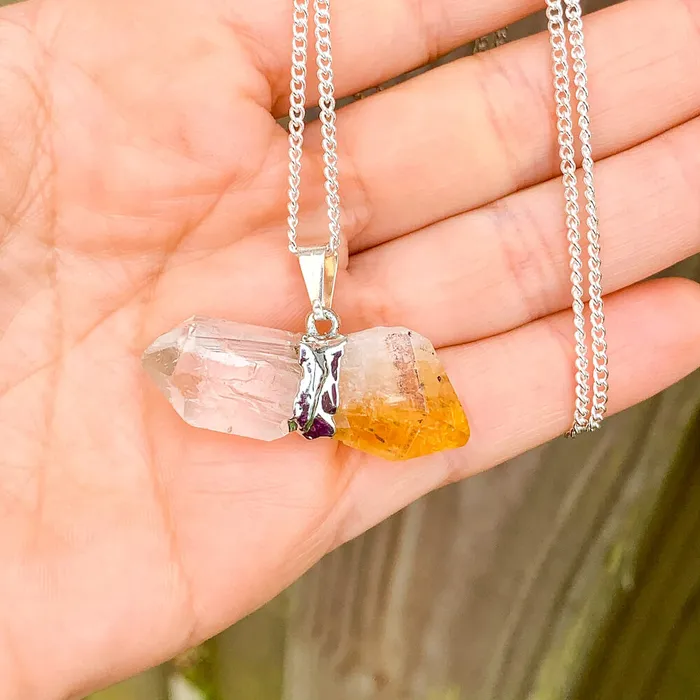Necklaces Magic Crystals Citrine and Clear Quartz Pendant Necklace